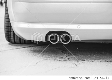 Double exhaust pipes of a modern sports car, Double exhaust pipes of a modern sports car, 24156217