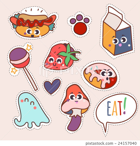 Set cartoon patch badges or fashion pin Set cartoon patch badges or fashion pin 24157040