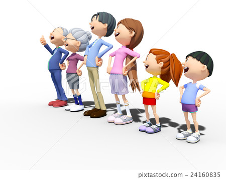 Family friendly 3-generation family 3DCG illustration material 24160835