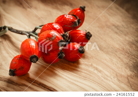 Hawthorn on wooden table background 24161552