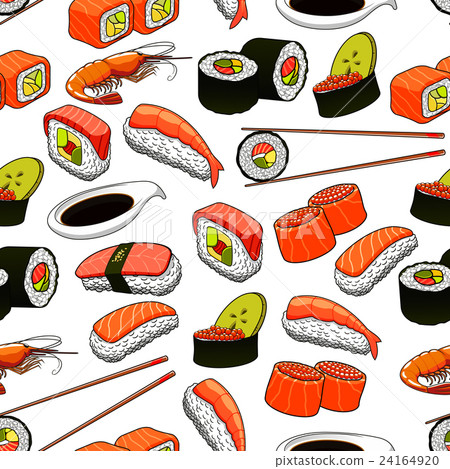 Japanese food seamless pattern background - Stock Illustration ...