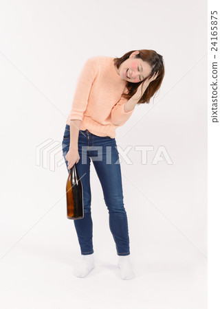 A drunken young lady with a bottle A drunken young lady with a bottle 24165875