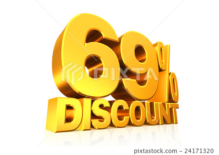 3D render gold text 69 percent discount. 3D render gold text 69 percent discount. 24171320