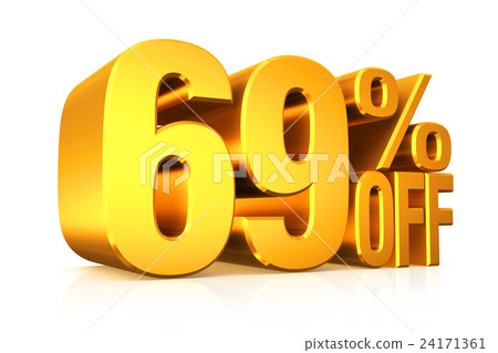 3D render gold text 69 percent off. 24171361