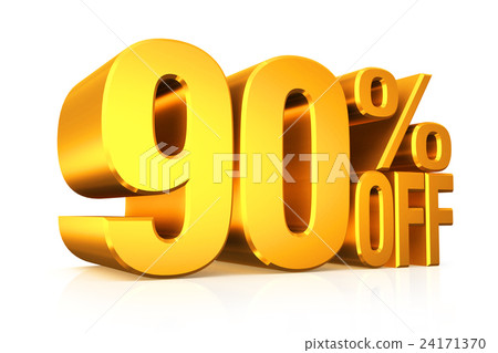 3D render gold text 90 percent off. 24171370