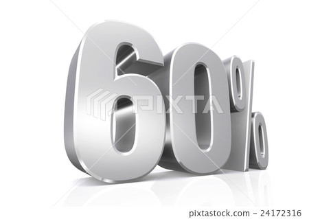 3D render text in 60 percent in silver. 24172316
