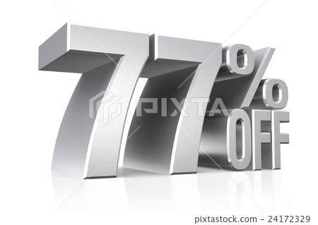 3D render silver text 77 percent off. 24172329
