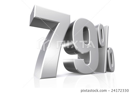 3D render text in 79 percent in silver. 24172330