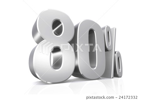 3D render text in 80 percent in silver. 24172332