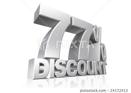 3D render silver text 77 percent discount. 3D render silver text 77 percent discount. 24172413