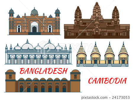 Temples, mosques of Cambodia and Bangladesh icon Temples, mosques of Cambodia and Bangladesh icon 24173053