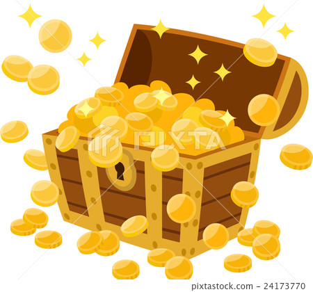 A gold coin that jumps out of the treasure box A gold coin that jumps out of the treasure box 24173770