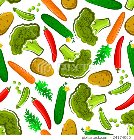 Seamless healthy fresh vegetables pattern - Stock Illustration ...