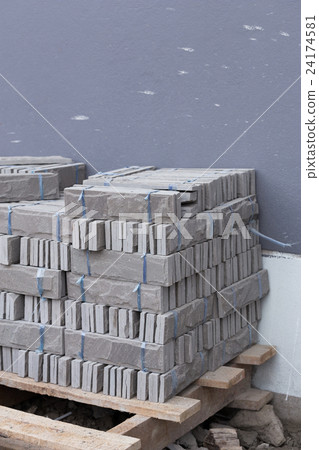 pile of gray stone tiles prepare for install pile of gray stone tiles prepare for install 24174581