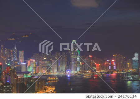 Twilight of Victoria Harbor of Hong Kong Twilight of Victoria Harbor of Hong Kong 24176134