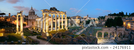 Rome Forum night panorama Rome Forum night panorama 24176911