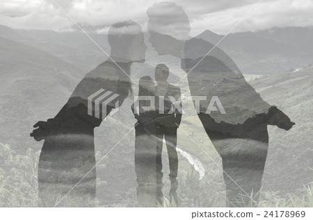 double exposure of loving couple on landscape background, valentine concept double exposure of loving couple on landscape background, valentine concept 24178969