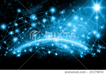 Part of earth with network line and point on the star and dark background, Internet Network concept, Elements of this image furnished by NASA 24179650