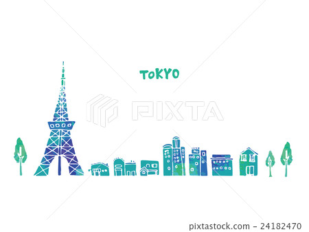 Tokyo townscape watercolor 24182470