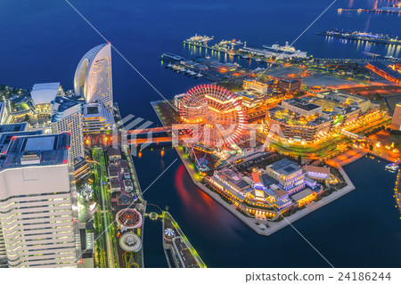 Aerial night view of Yokohama Cityscape Aerial night view of Yokohama Cityscape 24186244