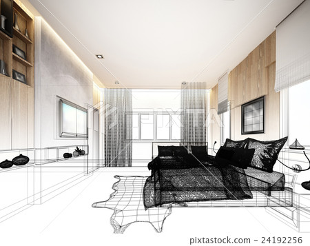 abstract sketch design of interior bedroom  24192256