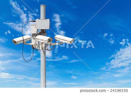 CCTV pillar with beautiful blue sky background 24196530