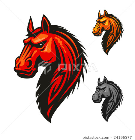 Horse stallion head and mane vector icon 24196577