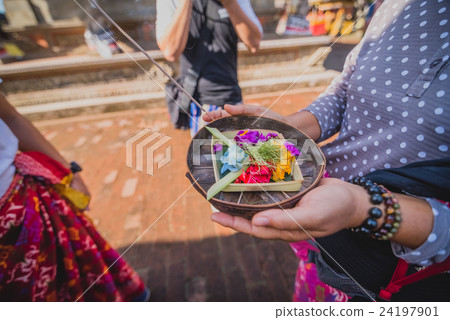 Balinese perform cultural prayers at Ubud palace 24197901