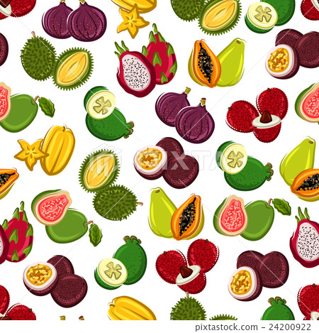 Exotic fruits seamless pattern background 24200922