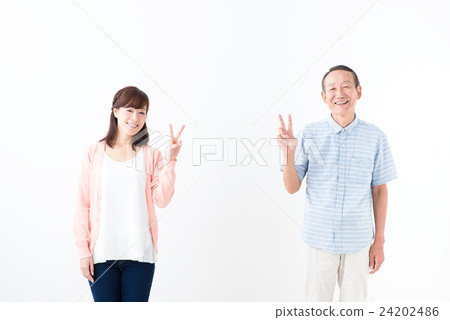 Senior man · middle woman 24202486