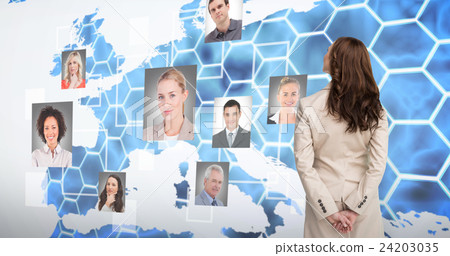 Composite image of rear view of businesswoman 24203035