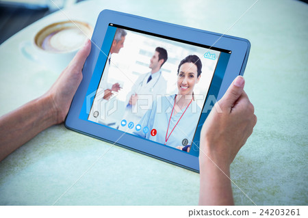 Composite image of view of video chat app Composite image of view of video chat app 24203261