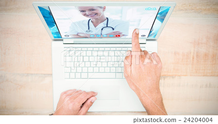 Composite image of happy doctor looking at camera with arms cros Composite image of happy doctor looking at camera with arms cros 24204004
