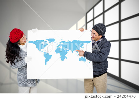 Composite image of couple with blank billboard Composite image of couple with blank billboard 24204476