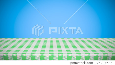 Composite image of white and green tablecloth - Stock Illustration