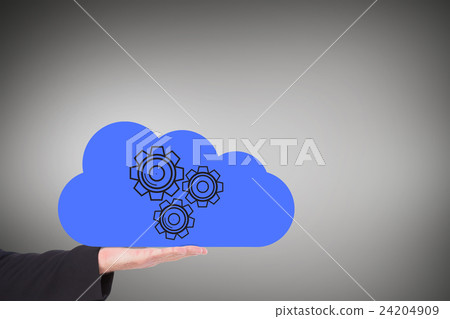 Composite image of hand holding cloud 24204909