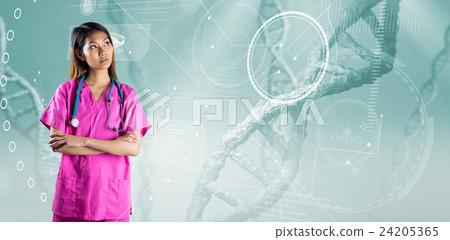 Composite image of asian nurse crossing arms 24205365