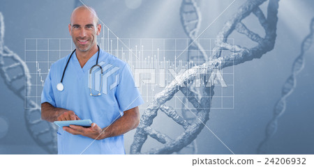 Smiling doctor using tablet computer Smiling doctor using tablet computer 24206932