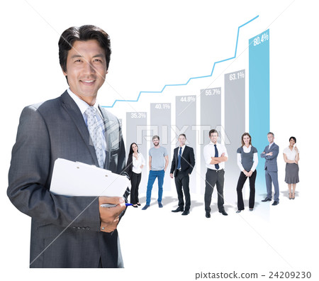 Composite image of confident estate agent standing at front door with clipboard Composite image of confident estate agent standing at front door with clipboard 24209230