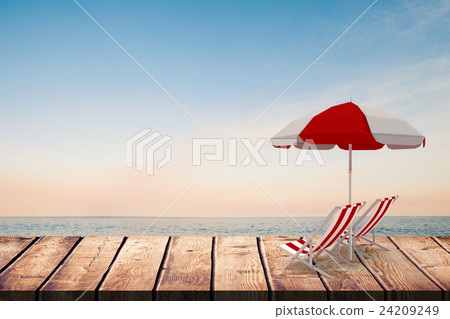 Composite image of image of sun lounger and sunshade Composite image of image of sun lounger and sunshade 24209249