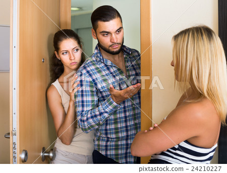 family couple having problems with drunk guest family couple having problems with drunk guest 24210227