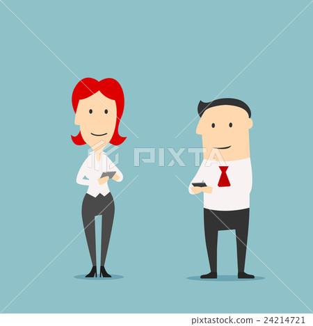 Office workers with smartphones using Internet 24214721