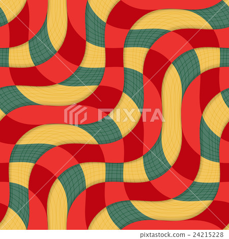 Retro 3D yellow red overlapping waves with texture 24215228