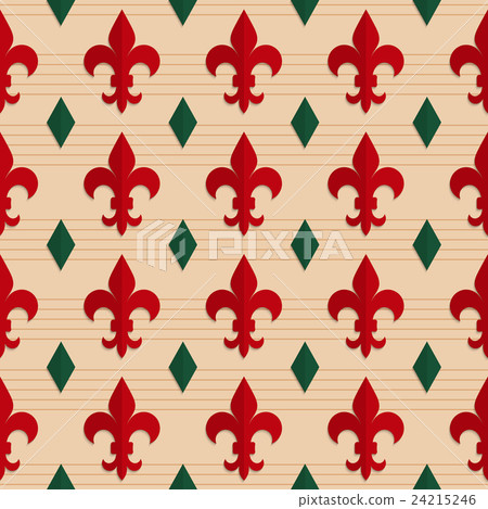 Retro fold red Fleur-de-lis and green diamonds Retro fold red Fleur-de-lis and green diamonds 24215246