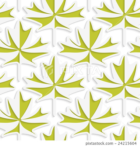 White 3D with colors green maple leaves 24215604