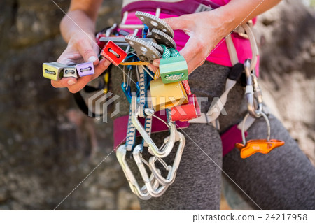 Close up climbing equipment Close up climbing equipment 24217958