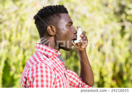 Man is taking a breath of air fresh 24218035