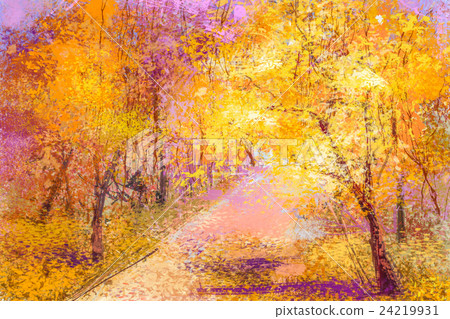 Oil painting colorful fallen leaves landscape Oil painting colorful fallen leaves landscape 24219931