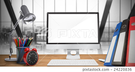 Composite image of image of a desk with computer 24220836