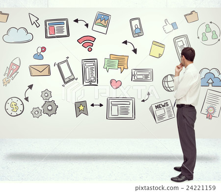 Composite image of thoughtful classy businessman looking away Composite image of thoughtful classy businessman looking away 24221159